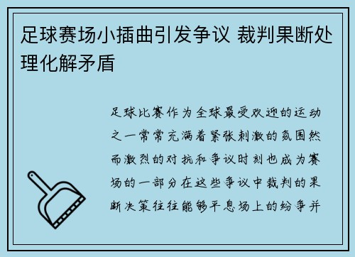 足球赛场小插曲引发争议 裁判果断处理化解矛盾